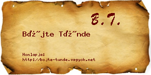 Böjte Tünde névjegykártya